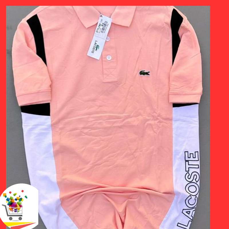 POLO MANCHE COURTE 0RANGE BLAN LACOSTE