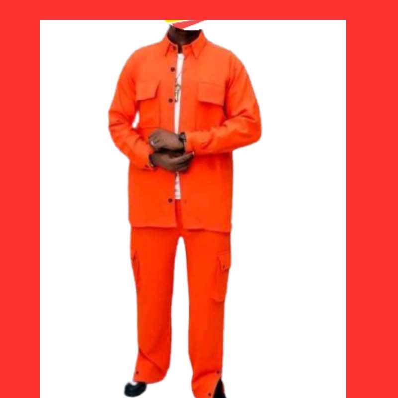 COMPLET CHEMISE PANTALON ORANGE EN COTON