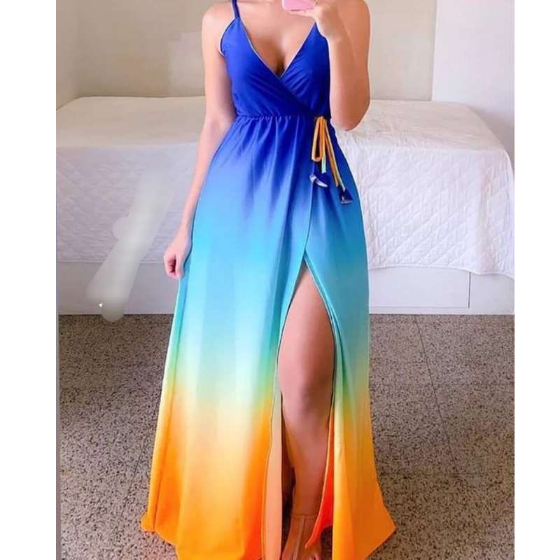 robe multicolore bras mince à fente