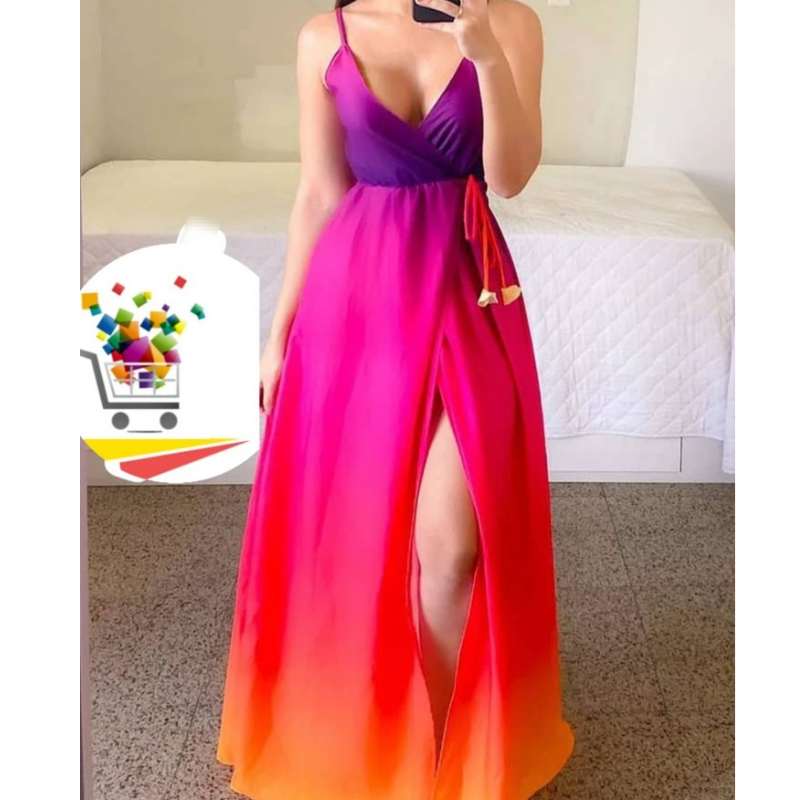 robe multicolore bras mince à fente