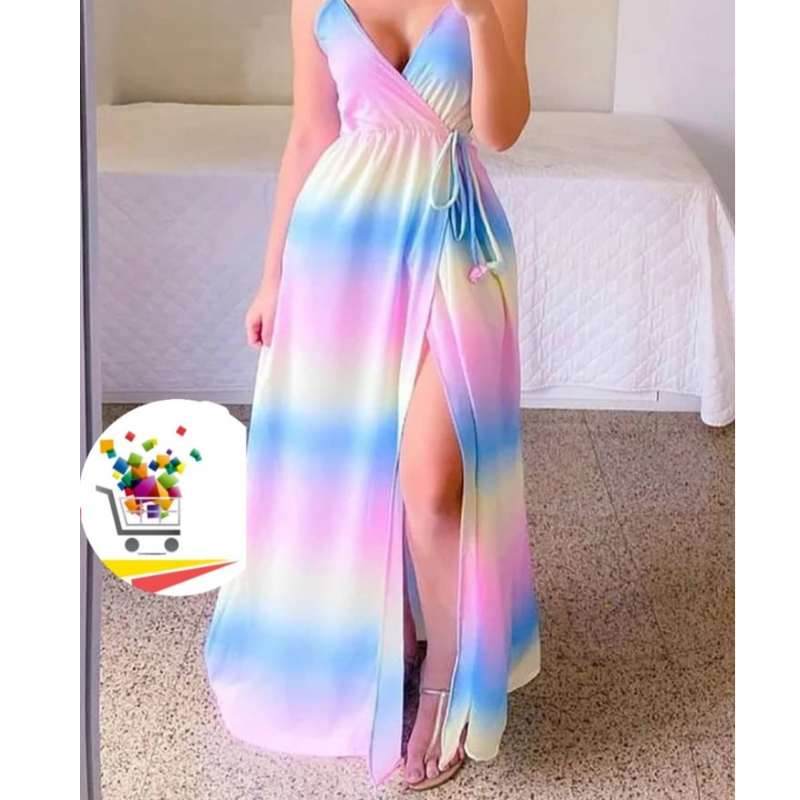 robe multicolore bras mince à fente